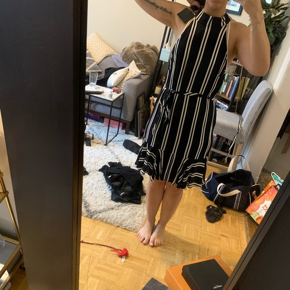 Navy and white Dress Forum dress with flippy skirt